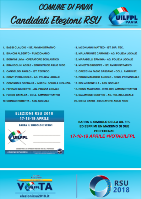 Lista candidati comune di pavia