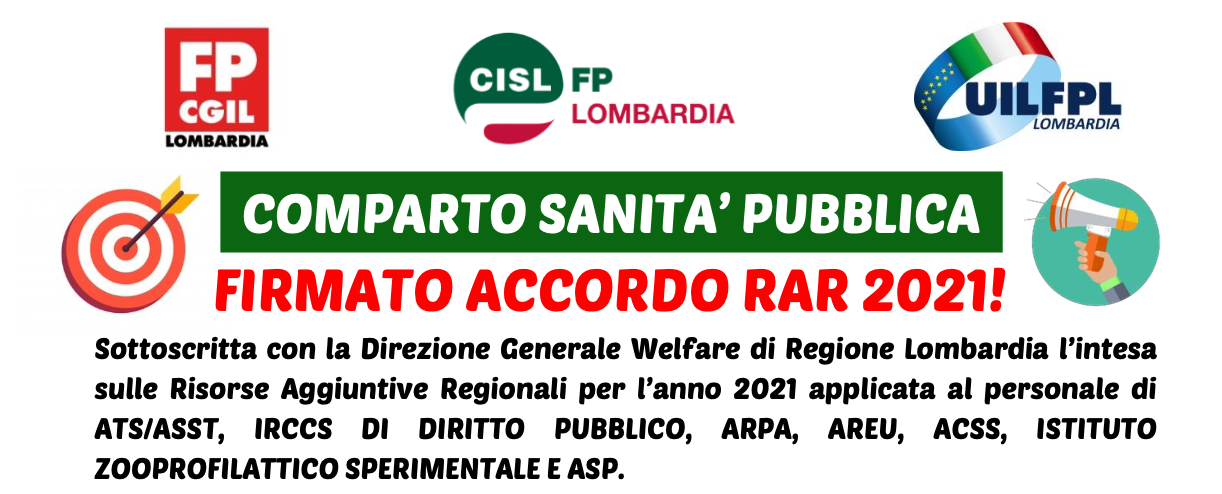 FIRMATO ACCORDO RAR 2021 - COMPRTO SANITA' PUBBLICA