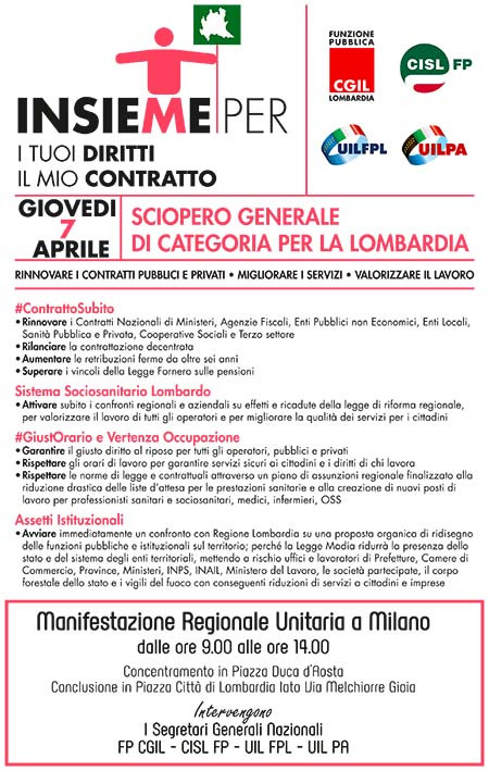 Sciopero Generale di categoria per la Lombardia